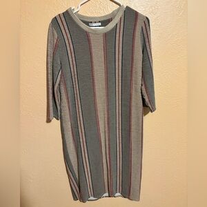 Zara Beige and Red Striped Knit Top